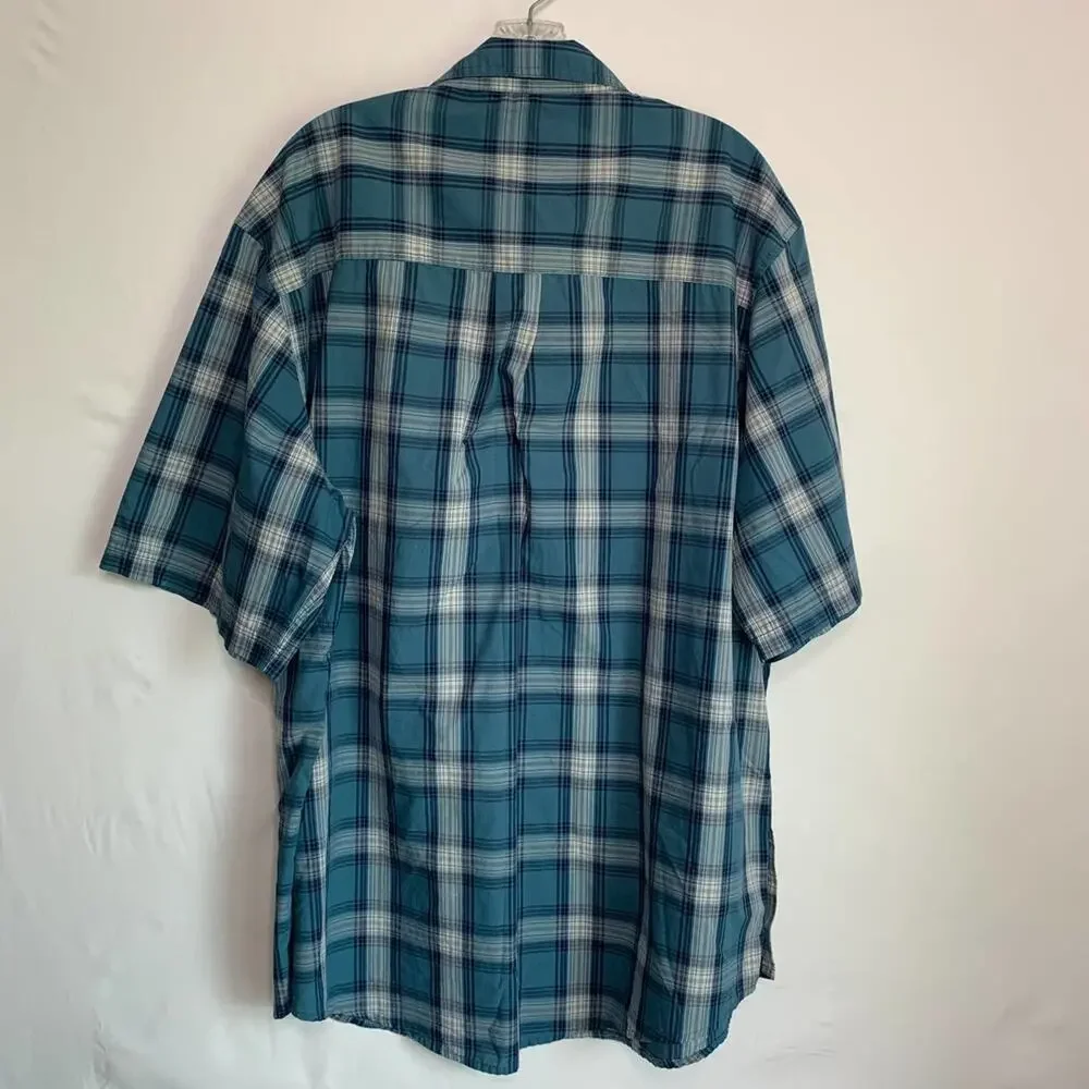 Field & Stream Mens 2XL Blue Plaid Fishing Snap Sides Shirt Button Up Short Slv - Picture 9 of 11